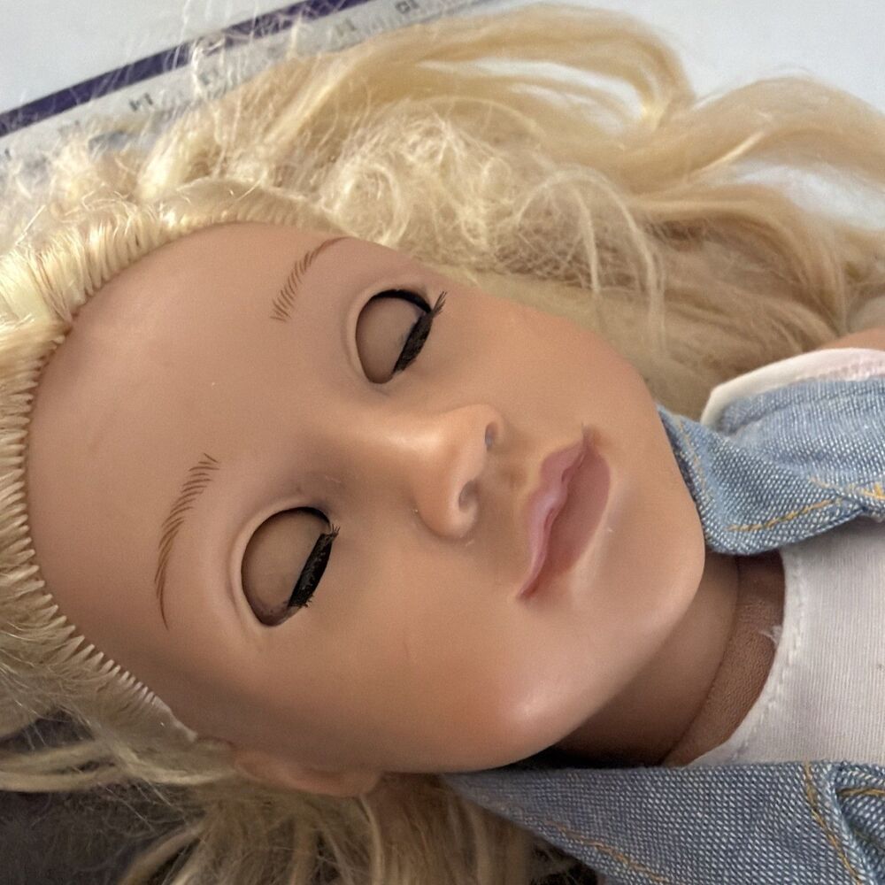 Our Generation Phoebe Hair Grow Doll 18” Blonde Hair Blue Eyes Denim Vest Dress - Picture 13 of 13